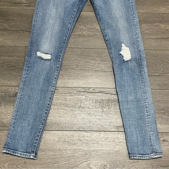 Levi's 721 Selvedge Distressed High Waisted Skinny Jeans Cobalt 26 X 30 NWT $168 - Picture 3 of 15